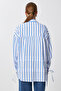 Striped Balloon Sleeve Woven Shirt Lfg0137 Blue White - 6