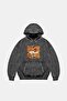 Wild Printed Oversize Unisex Washable Black Hoodie