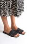 Ares Black Genuine Leather Women's Slippers - 3