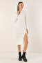Women's Slit Knitwear Dress White 1128 - 4