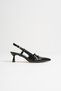 Black Patent Leather Women's 5 cm Open Back Stiletto Special Design Heel Imported Buckle Stylish Comfortable New Season