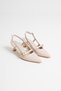 Beige Patent Leather Women's 5 cm Open Back Stiletto Special Design Heel Imported Buckle Stylish Comfortable New Season - 6