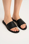 Black Genuine Leather Women's Slippers - 3