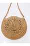 Design Hand Knitted Paper Rope Oval Baguette Tasseled Shoulder Bag (Color Straw) - 3