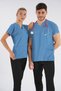 Baby Blue Dr.Greys Model Soft Lycra Nurse Doctor Jersey Scrubs Single Top Unisex Bat Sleeve