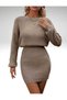 Crew Neck Waist-Tie Women's Knit Dress - 3
