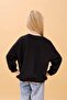 Girl's Giraffe Embroidered Seasonal Oversize Sweatshirt – Black - 3