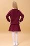 Girl's Embroidered Hooded Skirt College Suit – Claret Red - 2