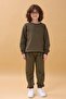 Boy's Crew Neck Embroidered Seasonal Double Suit - Khaki