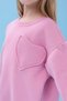 Girl's Heart Pocket Detailed Balloon Sleeve Hooded Sweatshirt - Light Rose - 3