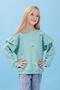Girl's Ruffle Detailed Floral Embroidered Hooded Oversize Sweatshirt - Çağla - 7