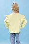 Girl's Ruffle Detailed Floral Embroidered Hooded Oversize Sweatshirt - Yellow - 2