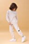 Boy's Crew Neck Embroidered Seasonal Double Suit - Stone - 7