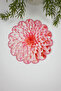 Light Pink Chrysanthemum Design Embroidery Edge Fabric Cocktail Napkin 1 Piece
