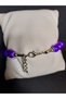 Purple Glass Beaded Bracelet with Tree of Life Detail - 3