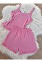 Pink Cotton Rope Strap Ruffle Detail Shorts Pajama Set - 4