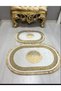 Set of 2 Bathroom Mats with Water Push Gold White