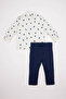 New Year's Themed Shirt Top Pants Bottom 2-Piece Ecru Baby Boy Bottom-Top Set D5425A5/Er118 - 4