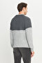 Men's Anthracite-Melange Standard Fit Regular Cut Crew Neck Jacquard Knitwear Sweater - 5