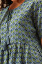 Floral Print Peplum Top & Pyjama Set in Stone Blue - Rayon - 7