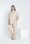 Women's Woven Viscose Fabric Shirt Collar Bottom - Top Set / Beige 33608 - 2