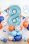 8 Years Old Blue Number Birthday Balloon Set Hero Dogs and Party Decor with Paw Pattern and Balloons