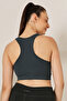 Medium Impact Padded Sports Bra with Removable Cups in Dark Grey - 3