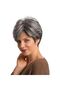 Short Straight Hair Wig - BlackWhite - 5
