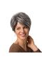 Short Straight Hair Wig - BlackWhite - 4