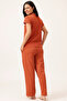 Chic Basic T-shirt & Pyjama Set in Brick Red - Waffle - 4