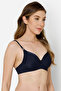 Level 1 Push Up Padded Underwired Demi Cup Bra in Navy - 4