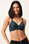 Padded Non-Wired Full Coverage Multiway Bra in Teal Blue - Lace