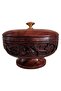 Antique Wooden Incense Burner with Lid – Flower Engraved - 3