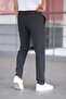 Men's Anthracite Color Italian Cut Slim Fit Fabric Trousers - 5