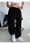 Star Embroidered All Seasons Wearable Adjustable Leg Loose Sweatpants - 2