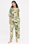 Graphic Print Kurta Top & Pyjama Set in Light Green - 100% Cotton
