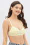 Padded Non-Wired Full Coverage Heart Print Multiway T-shirt Bra in Light Yellow - Cotton - 4