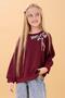 Girl's Giraffe Embroidered Seasonal Oversize Sweatshirt – Claret Red - 5