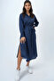 Ocean Blue Polka Dot Pattern Woven Viscon Shirt Dress Alc-X6247-1 - 2