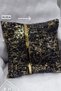 Cushion Cover Velvet Fabric Velvet Look Square Throw Pillow Cover with Gold Leather Accessories 40 X 40cm - 7