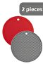 Set of 2 Round Silicone Trivet - Red and Gray