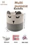 Gray Jute Rope Panda Designed Multi-Purpose Children's Room Toy Clothes Dirty Basket Organizer 26 X 26 cm