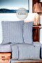 Navy Blue Striped Cotton Decorative 30X50 cm and 45X45 cm Set of 4 Pillow / Throw Pillow Covers - 2 Pairs - 3