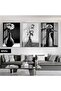 Amazing | Black&White Set Vase Flowers Combination 02 | Framed Glass Table 3 Pieces Vertical