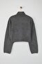 Wardrobe Essentials Antrasit Geniş Kalıp Yumuşak Dokulu Crop/Kısa Triko Kazak | TWOAW26KZ00113 - 6