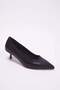 Black Pointed Toe Women's 4 cm Kitten Heel Shoes Takaw26To00011