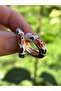 Bym313 white enamel orange flower patterned hoop women's steel earrings - 8