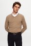 Ds Damat Slim Fit Beige Cotton Blended 2-Piece V-Neck Knitwear and Shirt - 2