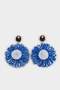 Women's Blue Straw Earrings F0825Axns - 5