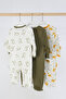 100% Cotton 3-Piece Printed Baby Romper with Booties and Snap Fasteners - 2